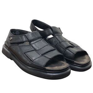Y2K Dr. Martens Mens Sz 12 9070 Fisherman Black Leather Strap Sandals (HF28)